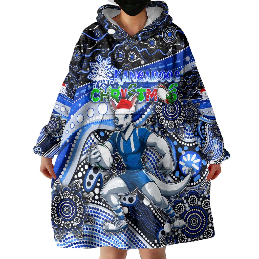 Merry Christmas AFL Kangaroos Wearable Blanket Hoodie Aboriginal Santa Football Mascot