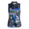 Merry Christmas AFL Kangaroos Women Sleeveless Polo Shirt Aboriginal Santa Football Mascot
