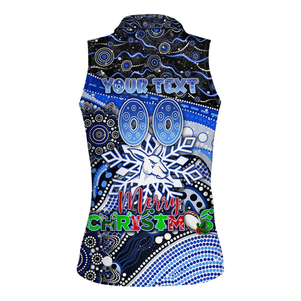 Merry Christmas AFL Kangaroos Women Sleeveless Polo Shirt Aboriginal Santa Football Mascot