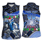 Merry Christmas AFL Kangaroos Women Sleeveless Polo Shirt Aboriginal Santa Football Mascot