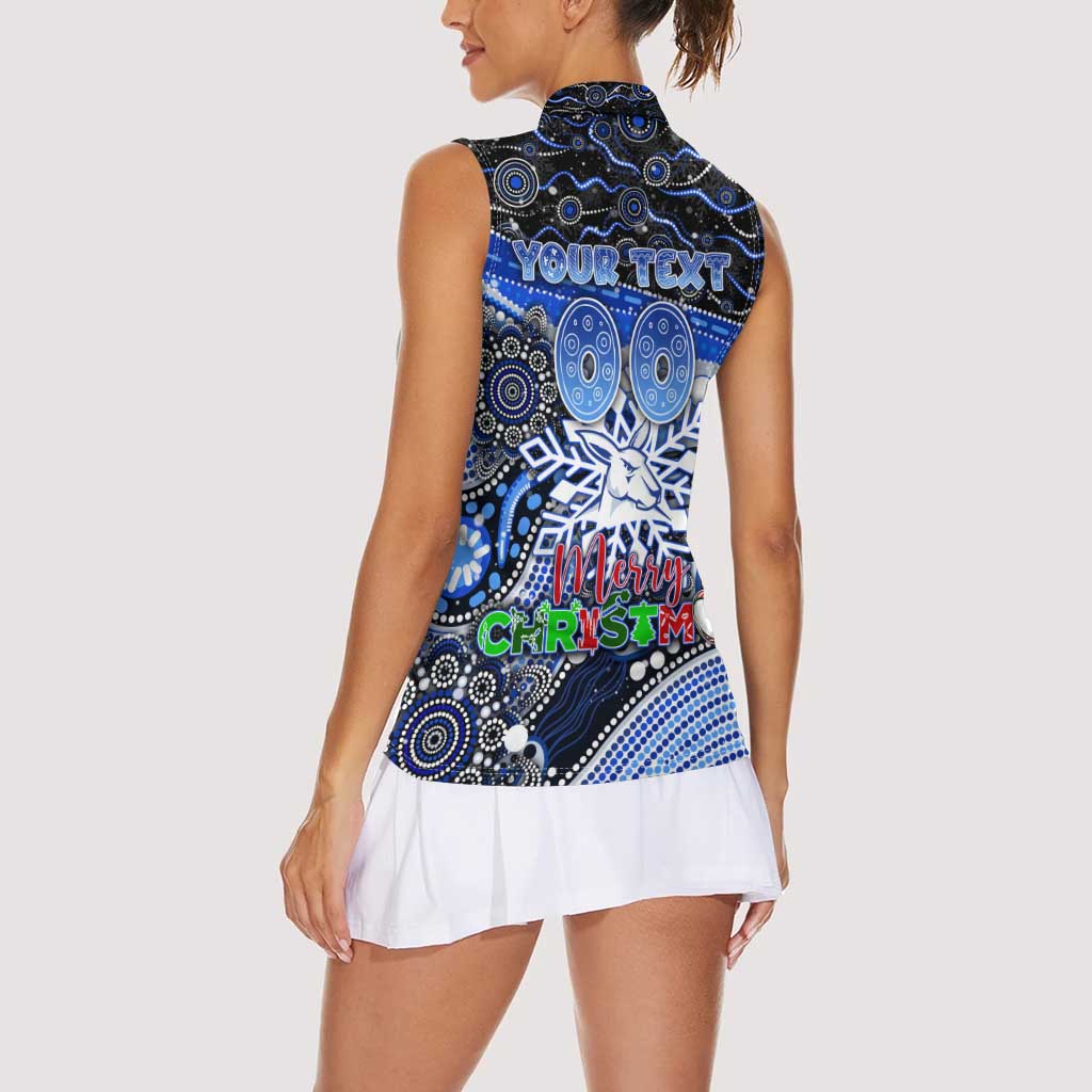 Merry Christmas AFL Kangaroos Women Sleeveless Polo Shirt Aboriginal Santa Football Mascot