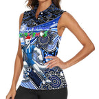 Merry Christmas AFL Kangaroos Women Sleeveless Polo Shirt Aboriginal Santa Football Mascot