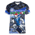 Merry Christmas AFL Kangaroos Women V-Neck T-Shirt Aboriginal Santa Football Mascot