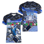 Merry Christmas AFL Kangaroos Women V-Neck T-Shirt Aboriginal Santa Football Mascot