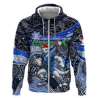 Merry Christmas AFL Kangaroos Zip Hoodie Aboriginal Santa Football Mascot