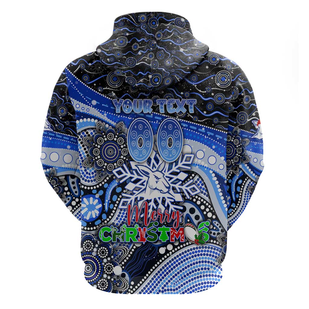 Merry Christmas AFL Kangaroos Zip Hoodie Aboriginal Santa Football Mascot