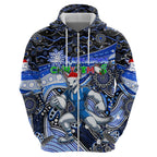 Merry Christmas AFL Kangaroos Zip Hoodie Aboriginal Santa Football Mascot
