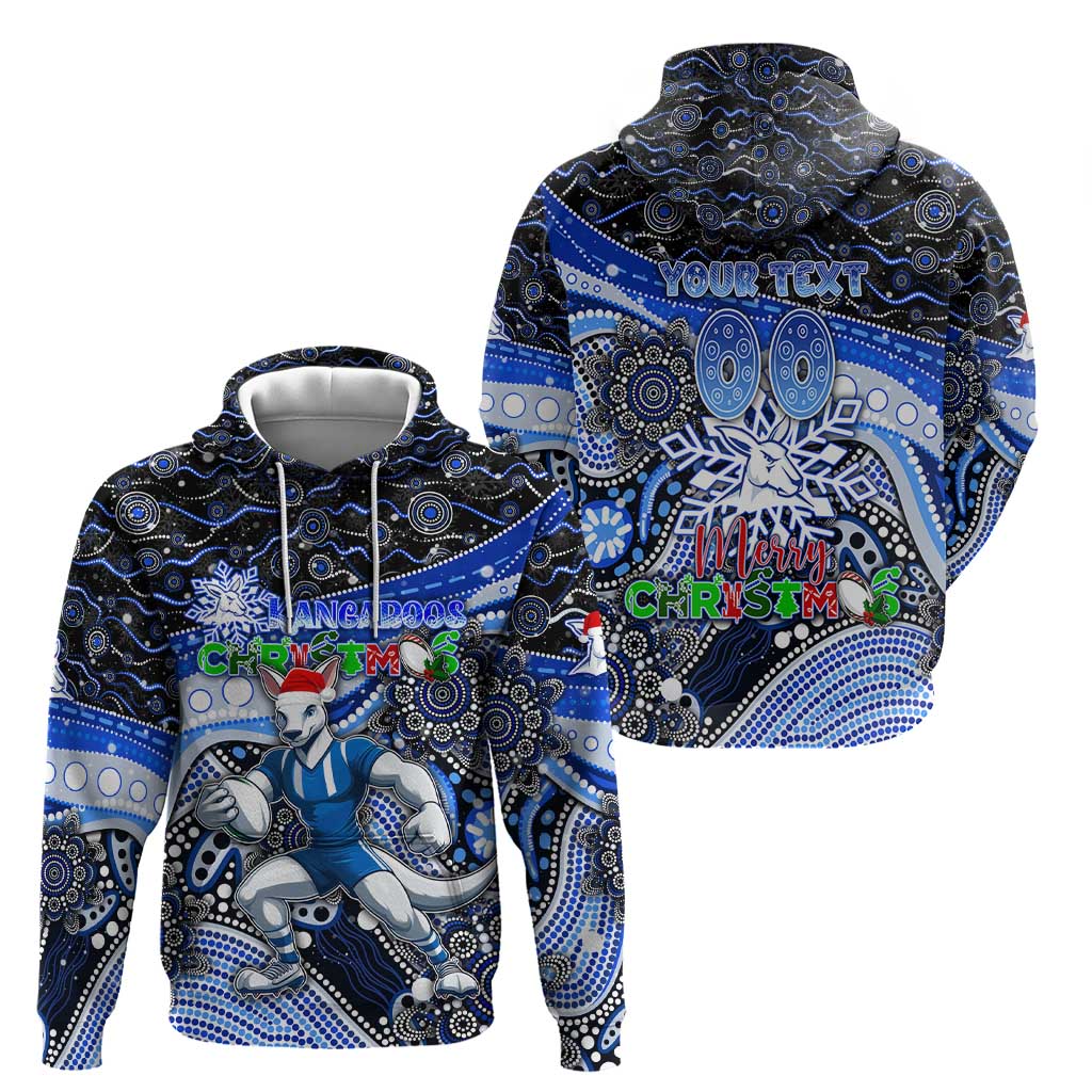 Merry Christmas AFL Kangaroos Zip Hoodie Aboriginal Santa Football Mascot