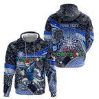 Merry Christmas AFL Kangaroos Zip Hoodie Aboriginal Santa Football Mascot