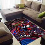 Merry Christmas AFL Demons Area Rug Aboriginal Santa Football Mascot