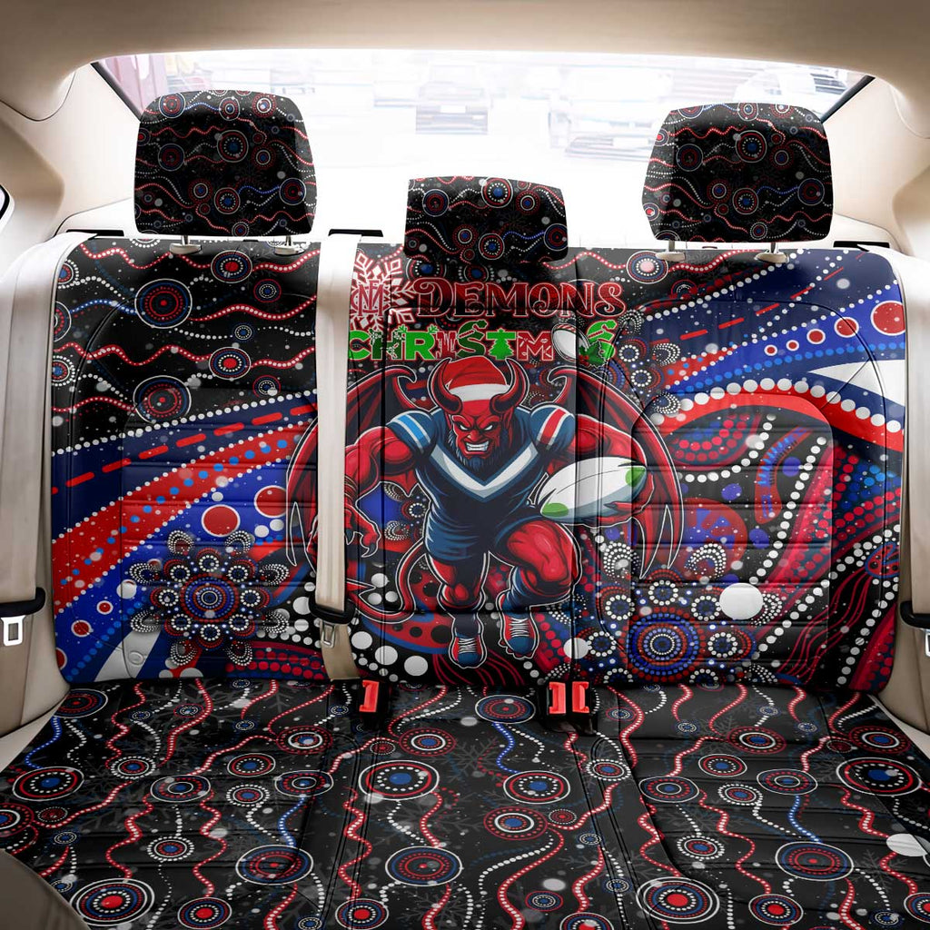 Merry Christmas AFL Demons Back Car Seat Cover Aboriginal Santa Football Mascot