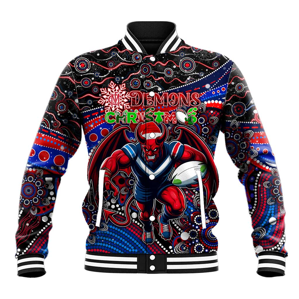 Merry Christmas AFL Demons Baseball Jacket Aboriginal Santa Football Mascot
