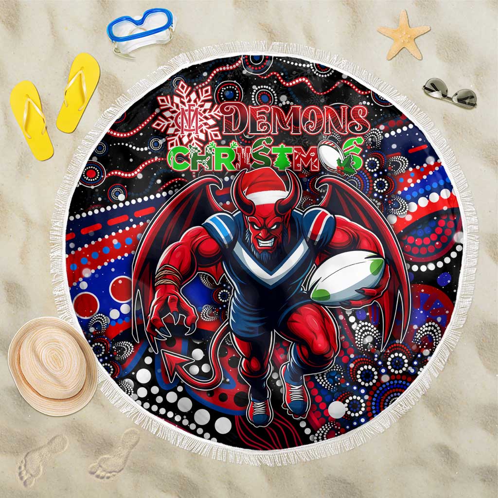 Merry Christmas AFL Demons Beach Blanket Aboriginal Santa Football Mascot