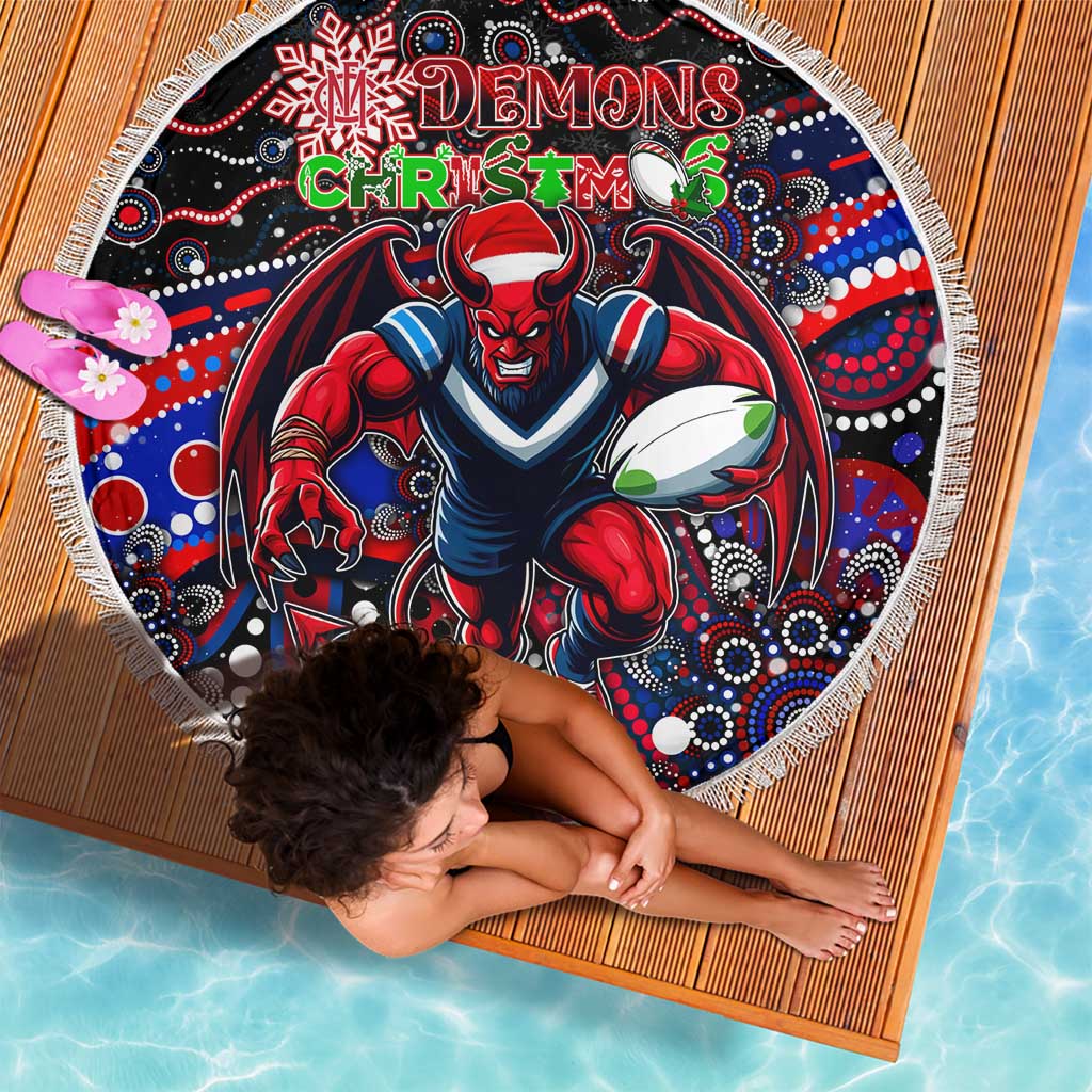 Merry Christmas AFL Demons Beach Blanket Aboriginal Santa Football Mascot