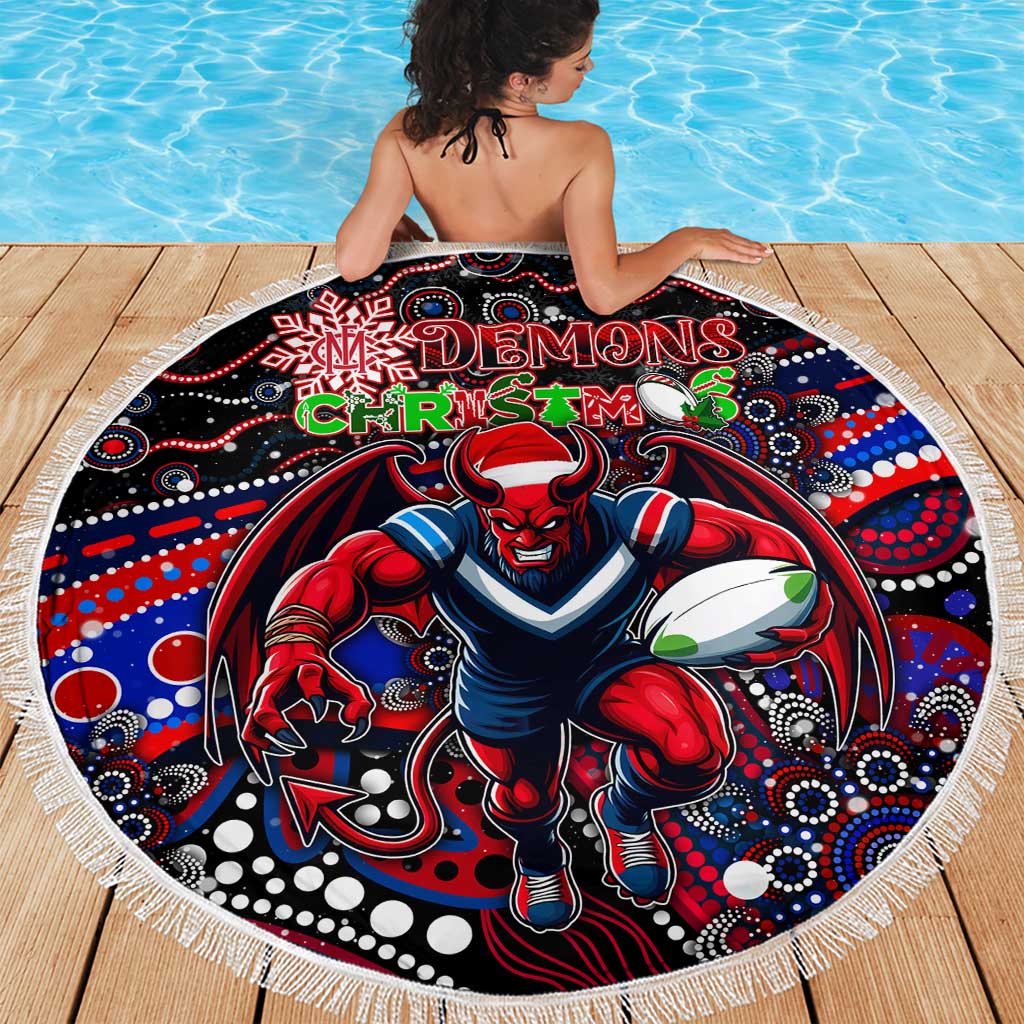 Merry Christmas AFL Demons Beach Blanket Aboriginal Santa Football Mascot