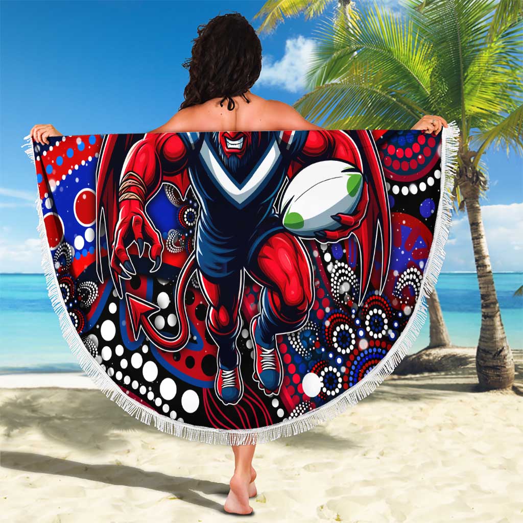 Merry Christmas AFL Demons Beach Blanket Aboriginal Santa Football Mascot