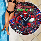 Merry Christmas AFL Demons Beach Blanket Aboriginal Santa Football Mascot