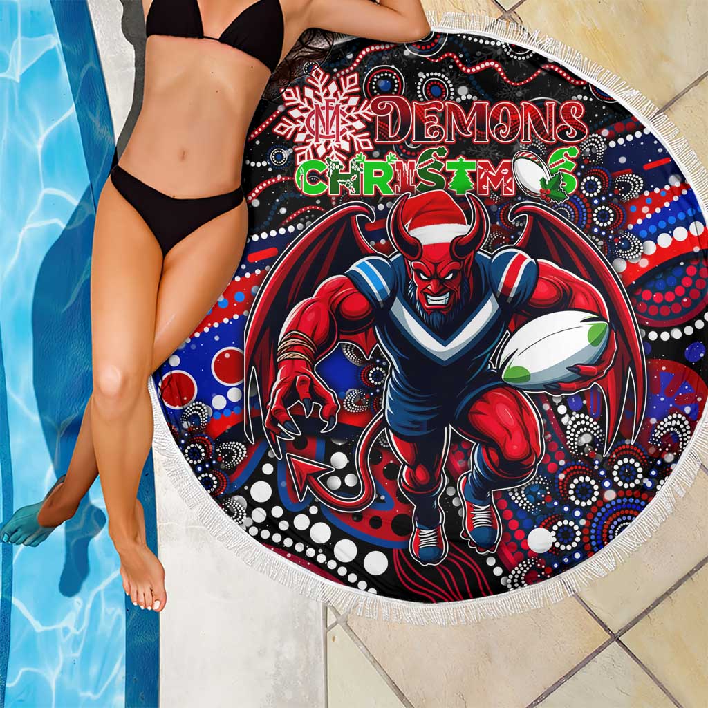 Merry Christmas AFL Demons Beach Blanket Aboriginal Santa Football Mascot