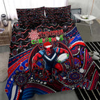 Merry Christmas AFL Demons Bedding Set Aboriginal Santa Football Mascot