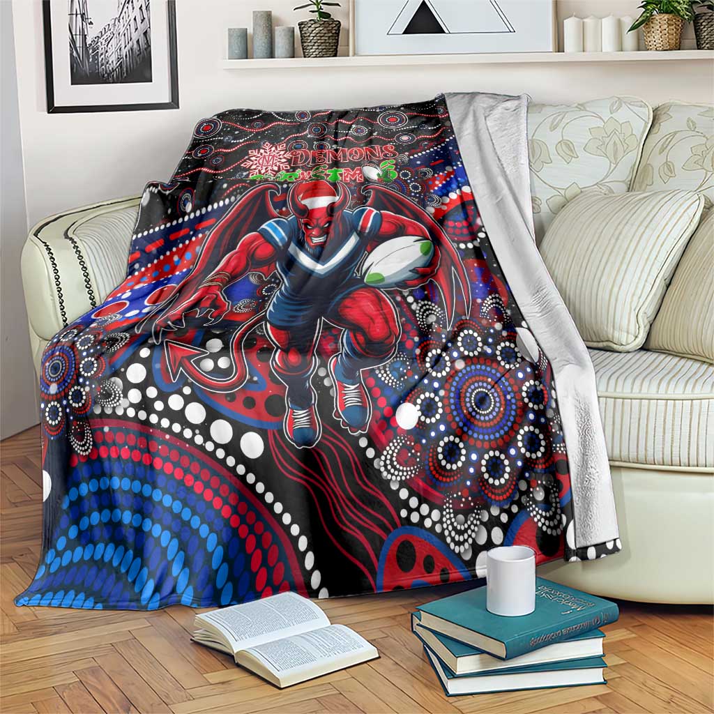 Merry Christmas AFL Demons Blanket Aboriginal Santa Football Mascot