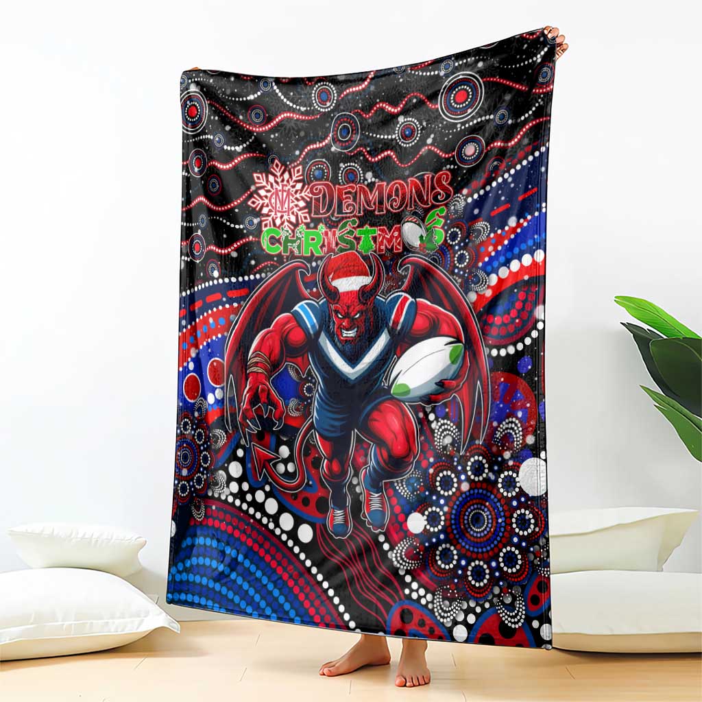 Merry Christmas AFL Demons Blanket Aboriginal Santa Football Mascot