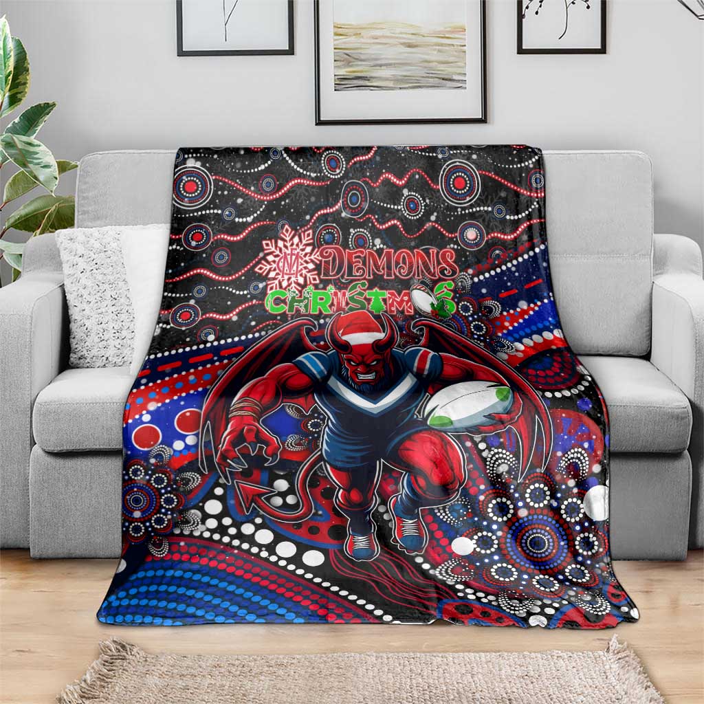 Merry Christmas AFL Demons Blanket Aboriginal Santa Football Mascot