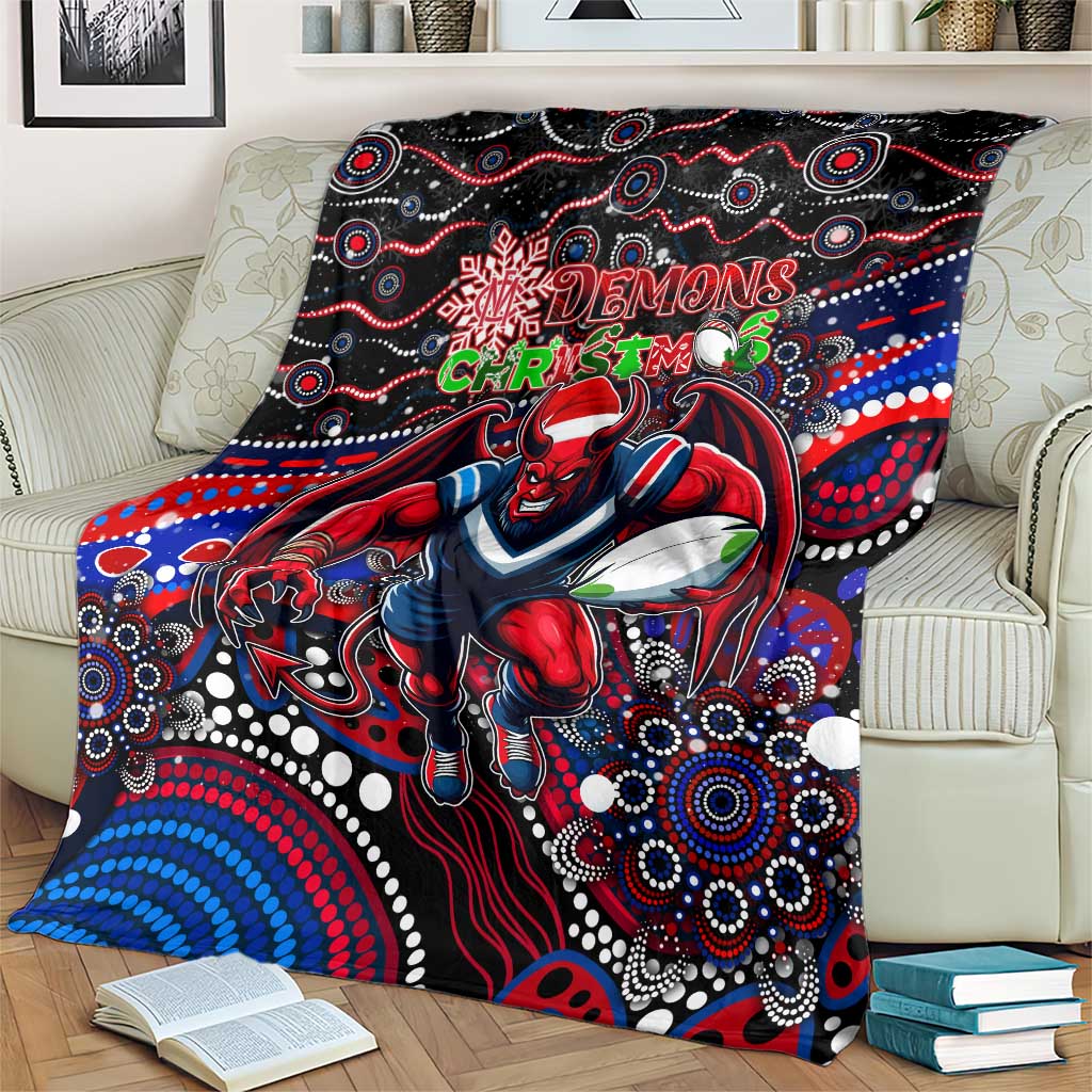 Merry Christmas AFL Demons Blanket Aboriginal Santa Football Mascot