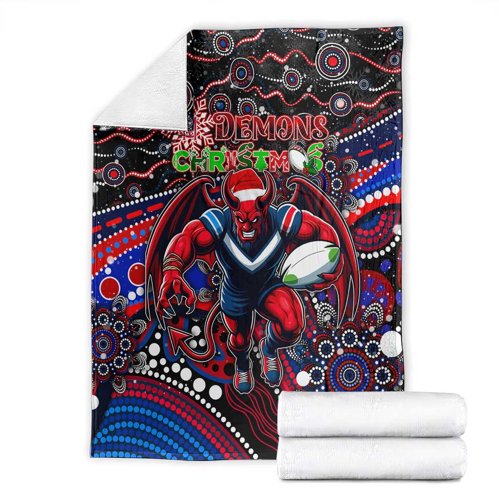 Merry Christmas AFL Demons Blanket Aboriginal Santa Football Mascot