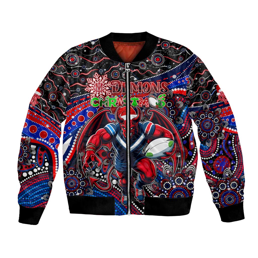 Merry Christmas AFL Demons Bomber Jacket Aboriginal Santa Football Mascot