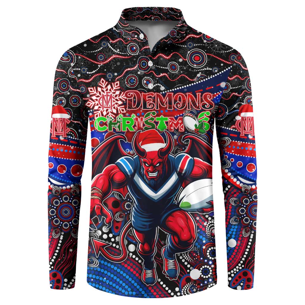 Merry Christmas AFL Demons Button Sweatshirt Aboriginal Santa Football Mascot