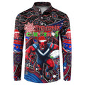 Merry Christmas AFL Demons Button Sweatshirt Aboriginal Santa Football Mascot