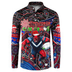 Merry Christmas AFL Demons Button Sweatshirt Aboriginal Santa Football Mascot