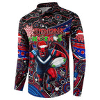 Merry Christmas AFL Demons Button Sweatshirt Aboriginal Santa Football Mascot