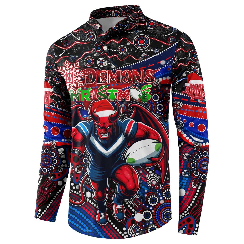 Merry Christmas AFL Demons Button Sweatshirt Aboriginal Santa Football Mascot