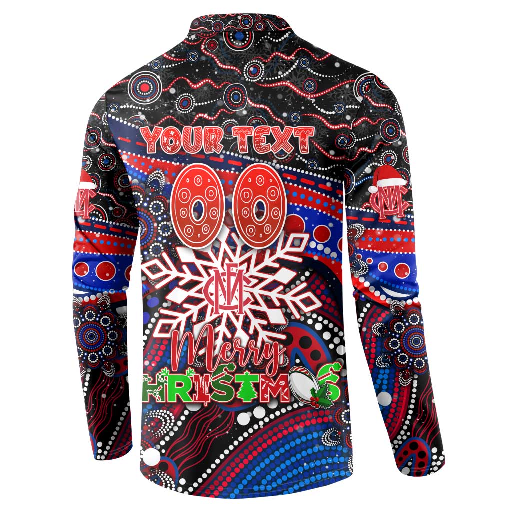 Merry Christmas AFL Demons Button Sweatshirt Aboriginal Santa Football Mascot