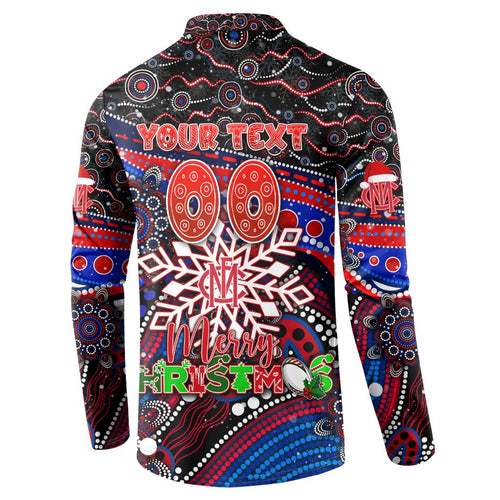 Merry Christmas AFL Demons Button Sweatshirt Aboriginal Santa Football Mascot