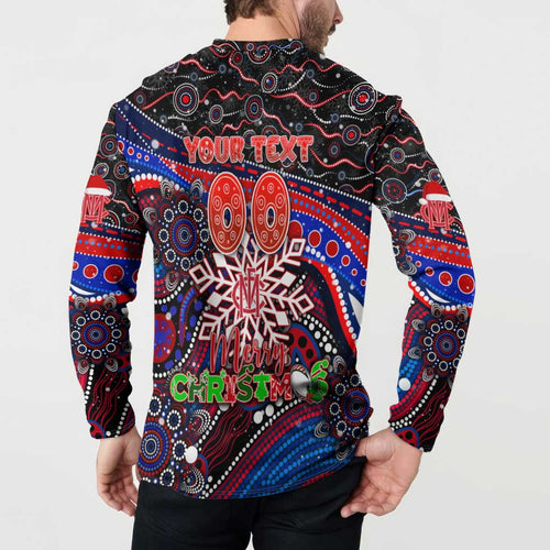 Merry Christmas AFL Demons Button Sweatshirt Aboriginal Santa Football Mascot