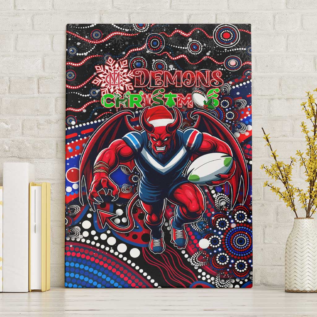 Merry Christmas AFL Demons Canvas Wall Art Aboriginal Santa Football Mascot