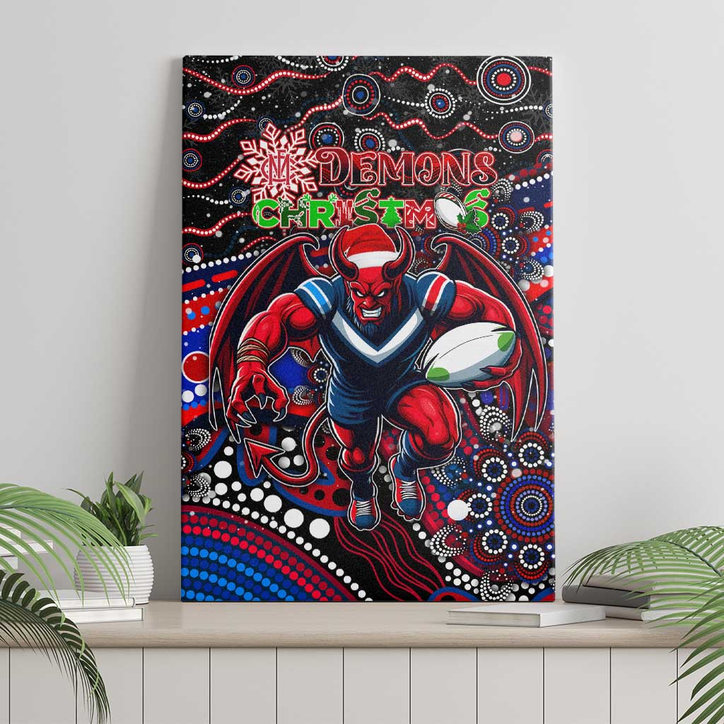 Merry Christmas AFL Demons Canvas Wall Art Aboriginal Santa Football Mascot
