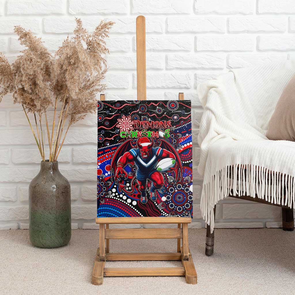 Merry Christmas AFL Demons Canvas Wall Art Aboriginal Santa Football Mascot