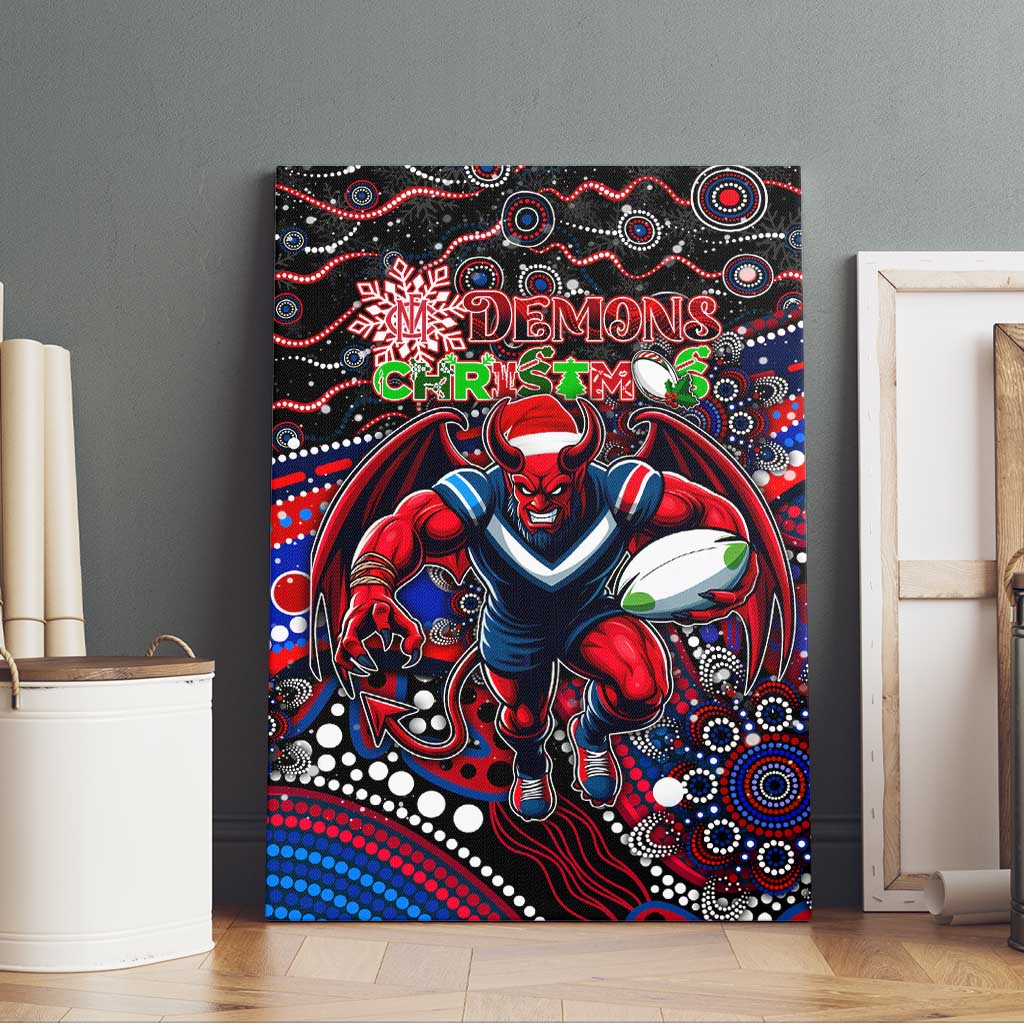 Merry Christmas AFL Demons Canvas Wall Art Aboriginal Santa Football Mascot