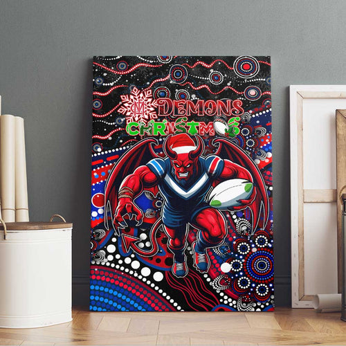 Merry Christmas AFL Demons Canvas Wall Art Aboriginal Santa Football Mascot