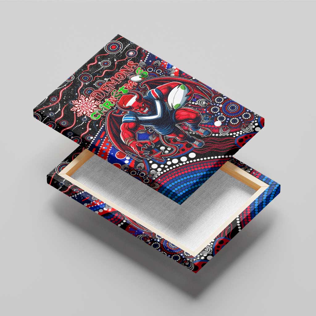 Merry Christmas AFL Demons Canvas Wall Art Aboriginal Santa Football Mascot