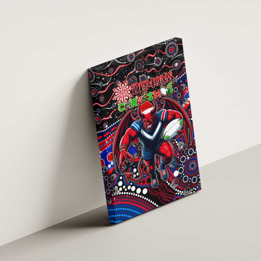 Merry Christmas AFL Demons Canvas Wall Art Aboriginal Santa Football Mascot