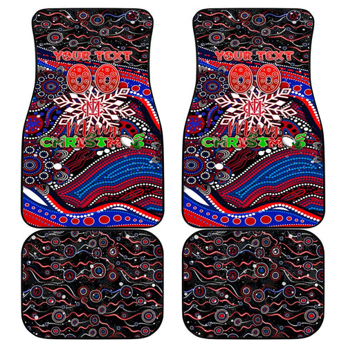 Merry Christmas AFL Demons Car Mats Aboriginal Santa Football Mascot