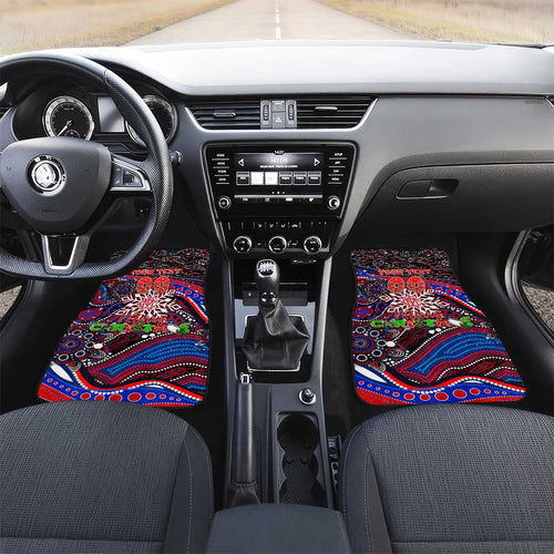 Merry Christmas AFL Demons Car Mats Aboriginal Santa Football Mascot