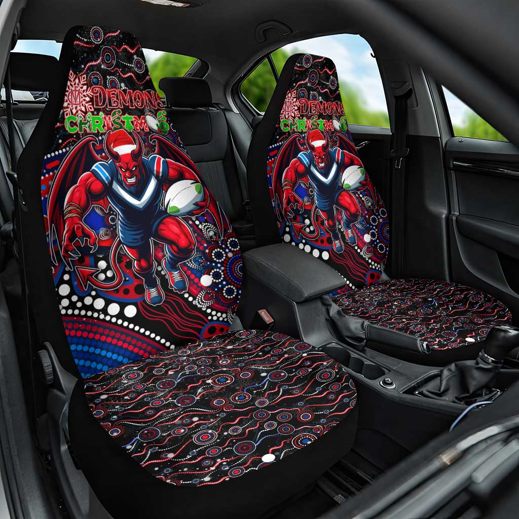Merry Christmas AFL Demons Car Seat Cover Aboriginal Santa Football Mascot
