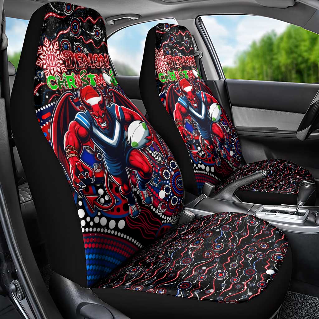 Merry Christmas AFL Demons Car Seat Cover Aboriginal Santa Football Mascot