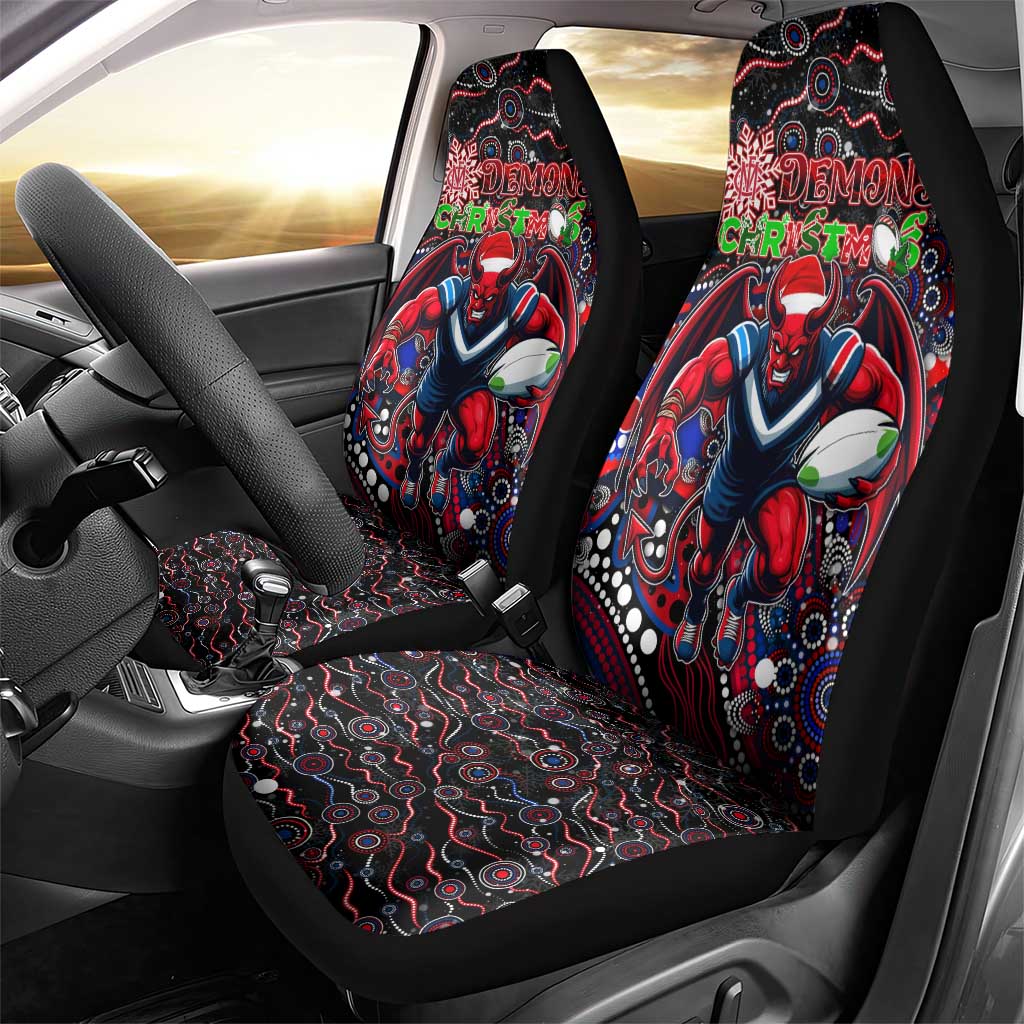 Merry Christmas AFL Demons Car Seat Cover Aboriginal Santa Football Mascot