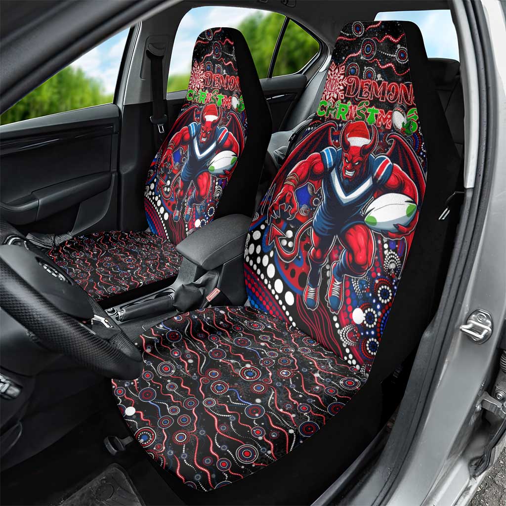 Merry Christmas AFL Demons Car Seat Cover Aboriginal Santa Football Mascot